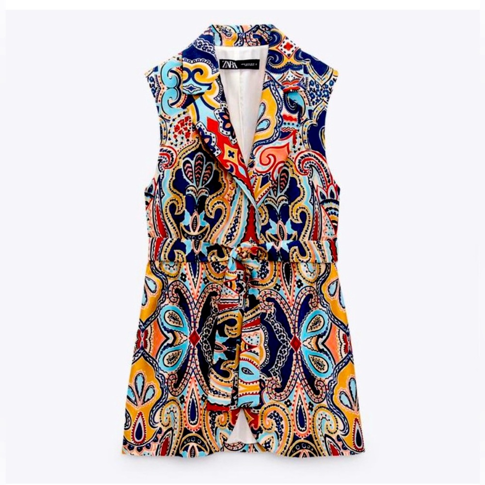 NWT long, Zara vest with belt